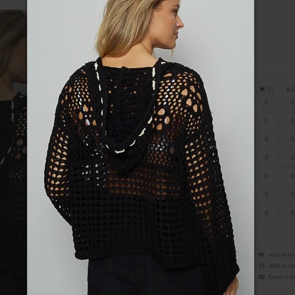 POL “ USA “ POL Open Knit Sweater Hoodie with American Flag SR19 - Picture 4 of 5